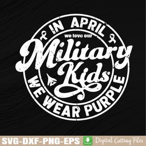 Lila Militär Kind Monat 2025 Svg, Military Kids April Svg, digitaler Download