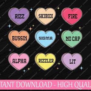 Skibidi Valentijnsdag Svg, Candy Heart Funny Valentine Rizz Svg, Valentines png, digitale download