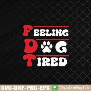 Drôle de sentiment chien fatigué Svg, rétro groovy chien amoureux citation Svg, téléchargement numérique