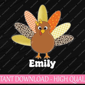 Gepersonaliseerde kalkoenmeisjes png, schattig kalkoen png, familie Thanksgiving png, Happy Fall Y'all png, Thanksgiving png, digitale download