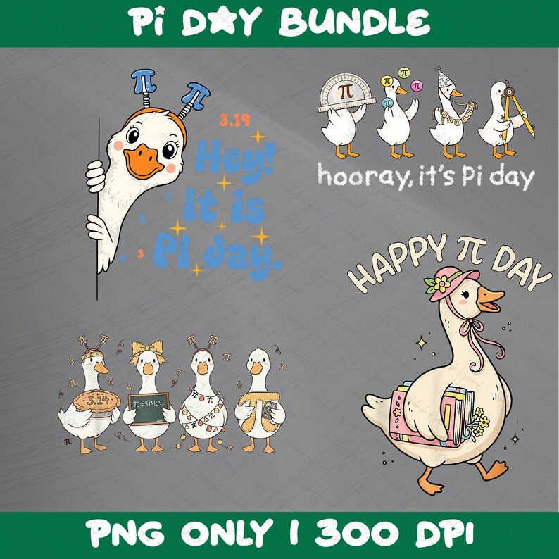Silly Pi Animation Happy PI Day Silly Goose PNG Bundle, Funny Math Teacher, Cute 3.14 Bird ...