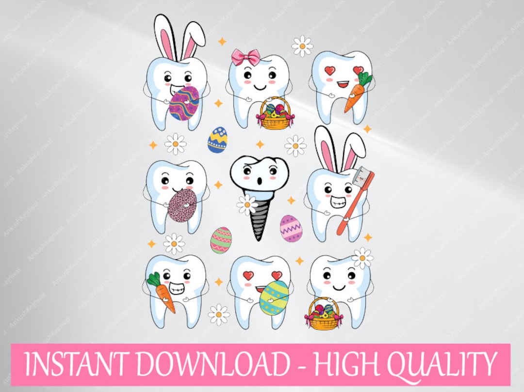 Teeth Easter Dentist Dental Assistant Easter Day Png, Bunny Eggs Tooth ...