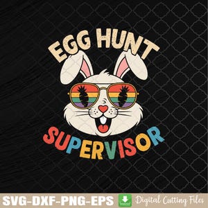Eiersuche Aufseher SVG, Retro Hase Ostern Osterdekoration für Mama und Papa, lustige Osterparty zwar, Vintage Eiersuche Dekor, digitaler Download