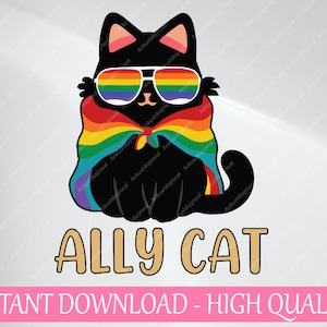 LGBT Ally Cat Be Kind Gay Rainbow, Ally Cat LGBT Gay Rainbow Pride Flagge Png, Ally Cat LGBT Brille, digitaler Download
