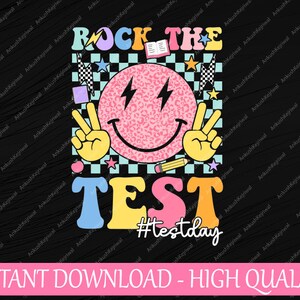 Rock The Test Testing Day Svg, Retro Motivational Teacher Student Svg, Last Day Of School Png, Digital Download