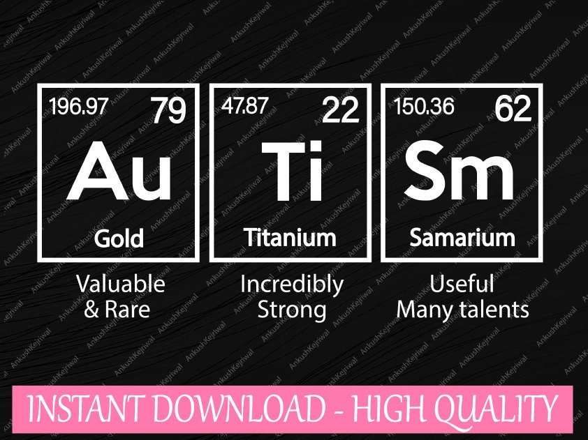 Autistic In Elements Autism Awareness Elements Periodic Table ASD Svg, Periodic Autism Svg ...
