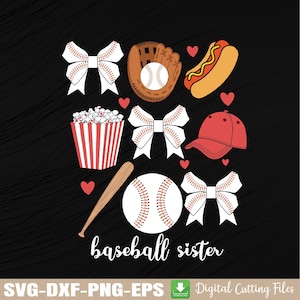 Fiocco personalizzato con scritta "Sorella Baseball" in formato SVG, Sorella Baseball per bambine in formato SVG, Download digitale
