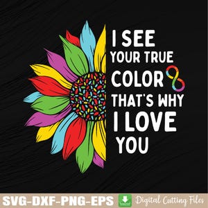 あなたの本当の色がわかります SVG、無限の虹 神経多様性 自閉症 SVG、自閉症啓発 PNG、デジタル ダウンロード