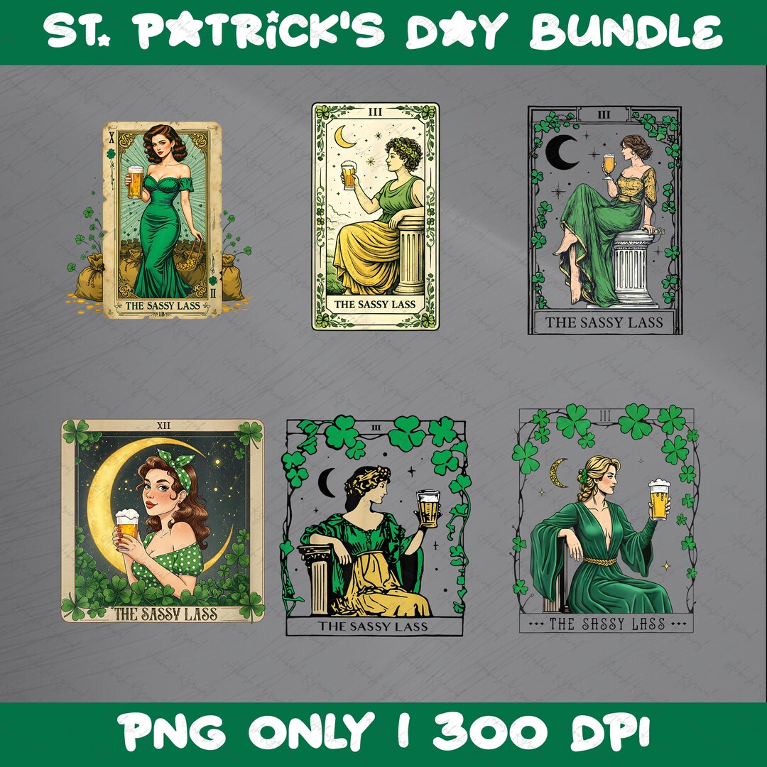 Sassy Lessb St Patrick's Day the Sassy Lass Png Bundle, Tarot Card Vintage, Mystic ...
