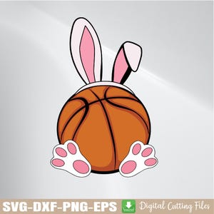 Basket-ball de Pâques pour hommes femmes Svg, lapin de basket-ball, Svg de basket-ball mignon, cadeau de Pâques pour joueur de basket-ball, téléchargement numérique