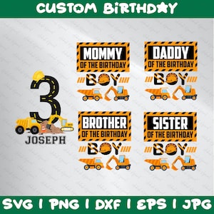 Custom Name Svg, Custom Age Svg, Construction Birthday Boy Svg, Construction Party Svg, Construction Birthday Crew SVG, Digital Download