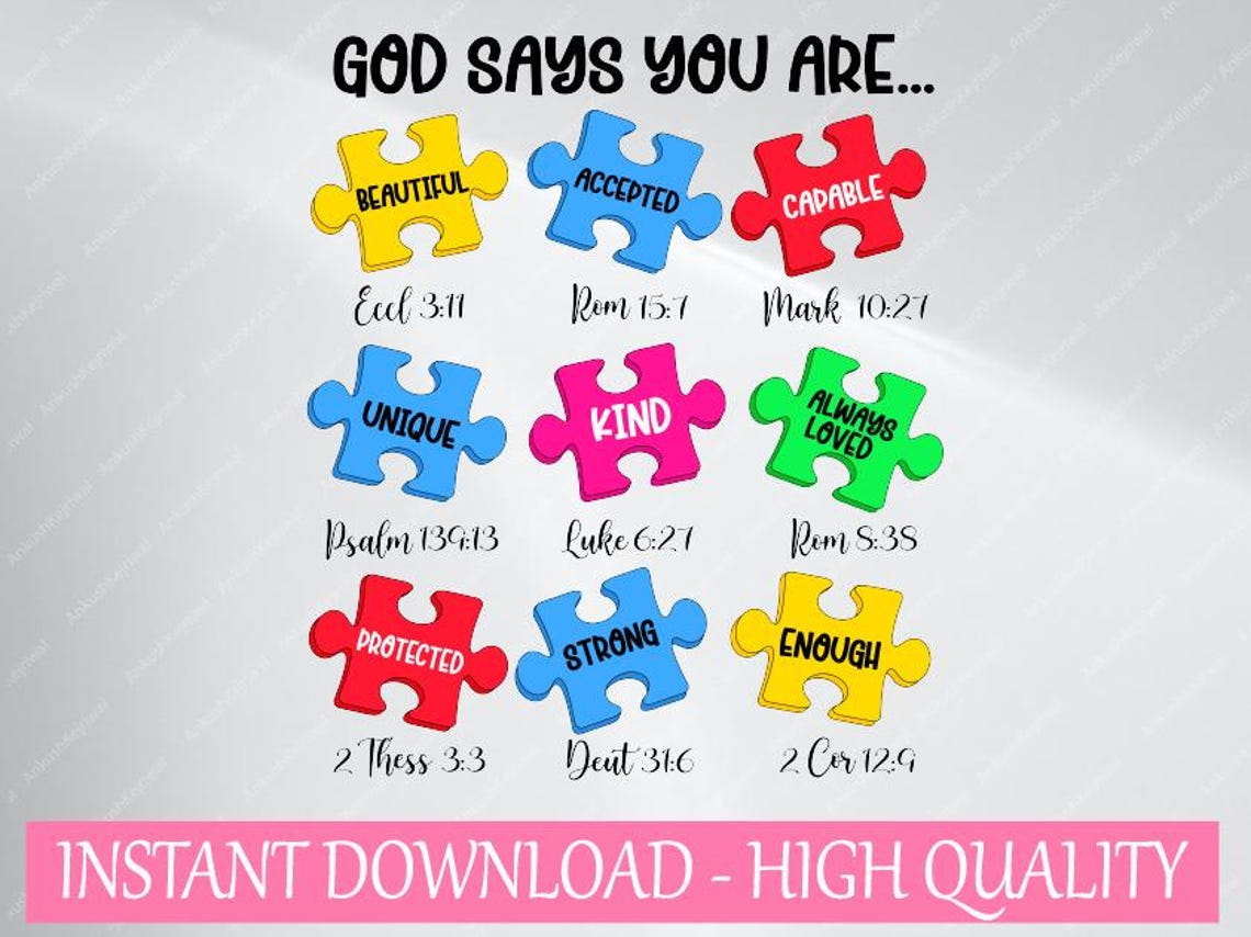 Scripture Visual Asd God Say You Are Autism Ch-ris-tian Jes-us Svg, Bible Verse Religious ...