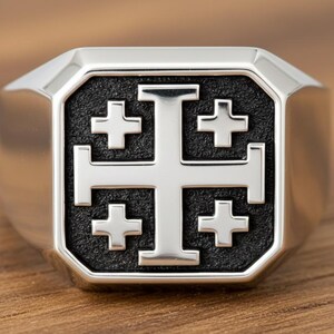 Bague Croix De Jérusalem En Acier Inoxydable - Bijou Religieux Chrétien Pour Homme/Femme - 8