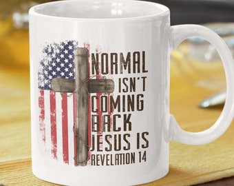 Christian American Coffee Mug: Jesus Revelation 14