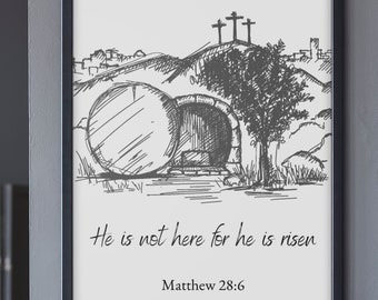 He is Risen Bible Verse Art: Christian Easter Decor (Digital Download)