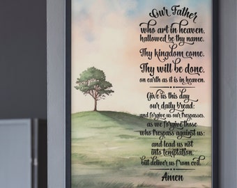 The Lord's Prayer Wall Art: Christian Bible Verse Printable (Digital Poster)