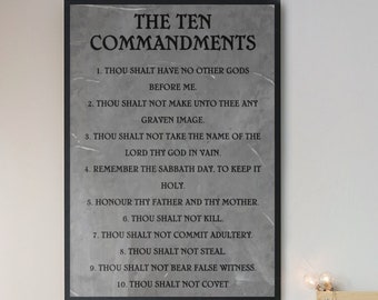 The Ten Commandments Poster: Religious Wall Art (Unframed)