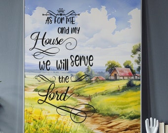 Joshua 24:15 Bible Verse Wall Art Poster |  Christian Spiritual Home Decor Gift | Scripture Art Print | Religious Wall Art Print.