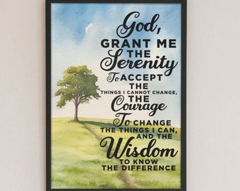 Serenity Prayer Art Print: Spiritual Christian Wall Decor (Unframed)