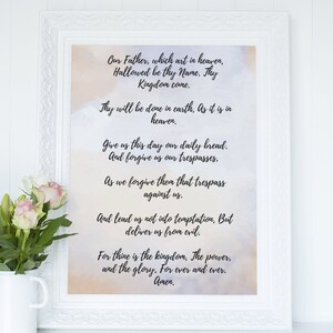 The Lord&#39;s Prayer Wall Decor For Christians, Lord&#39;s Prayer Unframed Print, The Lord&#39;s Prayer Poster, Bible Verse Wall Art, Christian Gift.