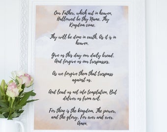 The Lord's Prayer Print: Christian Bible Verse Wall Art (Unframed)