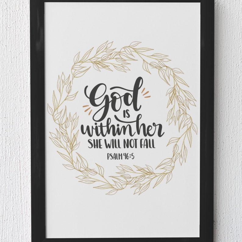 God is Within Her, Psalm 46:5 Bible Verse Wall Art, Printable Wall Art ...