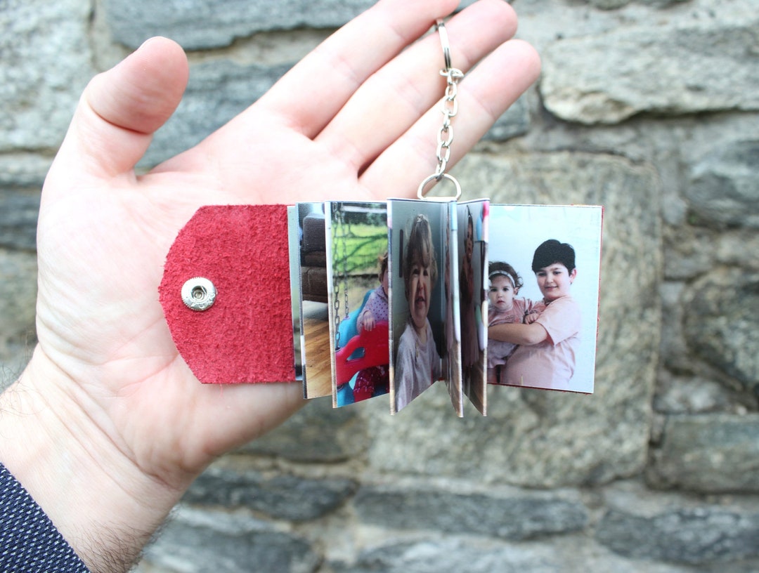 Personalized Photo Album Leather Keychain Keyring Photo Print Keychain