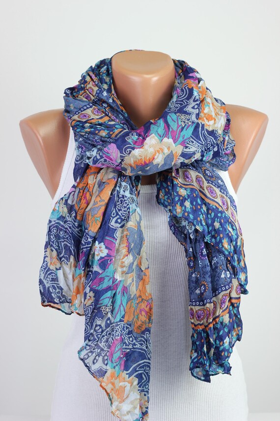 Blue Floral Design Scarf Oversized Scarves Personalized Embroidered Scarf Thin Soft Embroidery Custom Scarf With Name Initials Neck Shawl Etsy Ireland