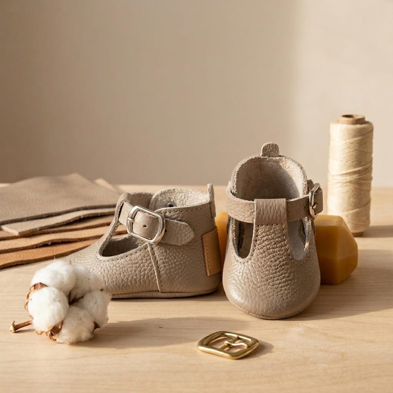 Handmade Stone Color Leather Baby T-Strap Shoes, Taş Rengi Deri Bebek T-Strap Ayakkabı, Zapatos T-strap de bebé en cuero color piedra, Steinfarbene Baby-T-Strap-Schuhe aus Leder, Chaussures T-strap bébé en cuir couleur pierre, Scarpine T-strap neonato in pelle color pietra, Steenkleurige leren baby T-strap schoentjes, 石头色真皮婴儿T型带鞋, ストーンカラー レザー ベビー Tストラップシューズ, स्टोन कलर लेदर बेबी टी-स्ट्रैप जूते, حذاء طفل جلدي بحزام تي لون حجر, Sapatinho T-strap de couro cor pedra para bebê, 스톤 컬러 가죽 아기 T스트랩 신발
