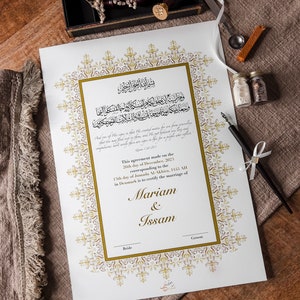 Nikah Zertifikat islamische Heiratsurkunde Nikah Certificate Hochzeitsgeschenk Nikah hediye islamische Eheurkunde Nikah Nama Nikah Vertrag