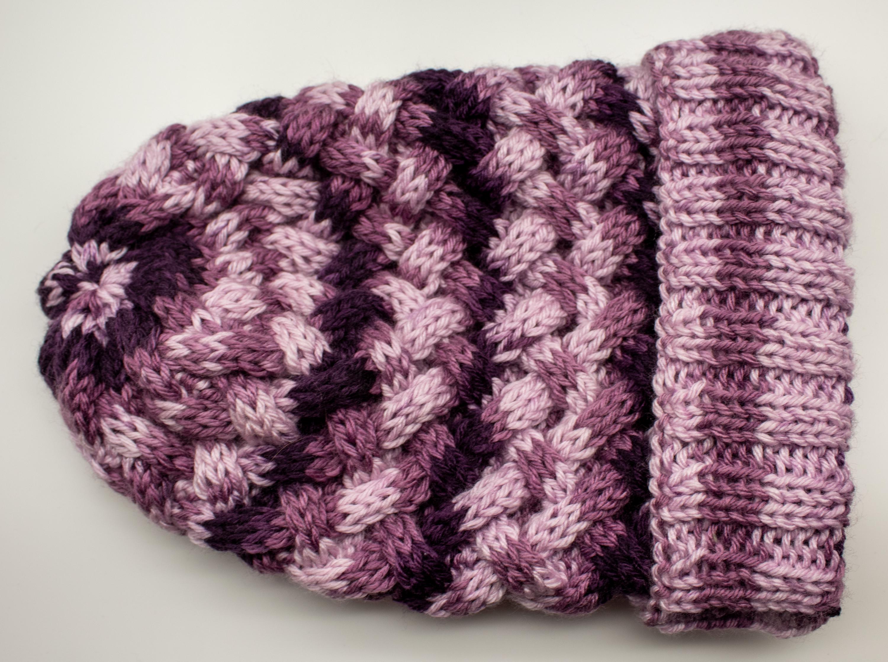 Hand-knit Pink Basket Weave Beanie: Multicolor Winter Hat - Etsy
