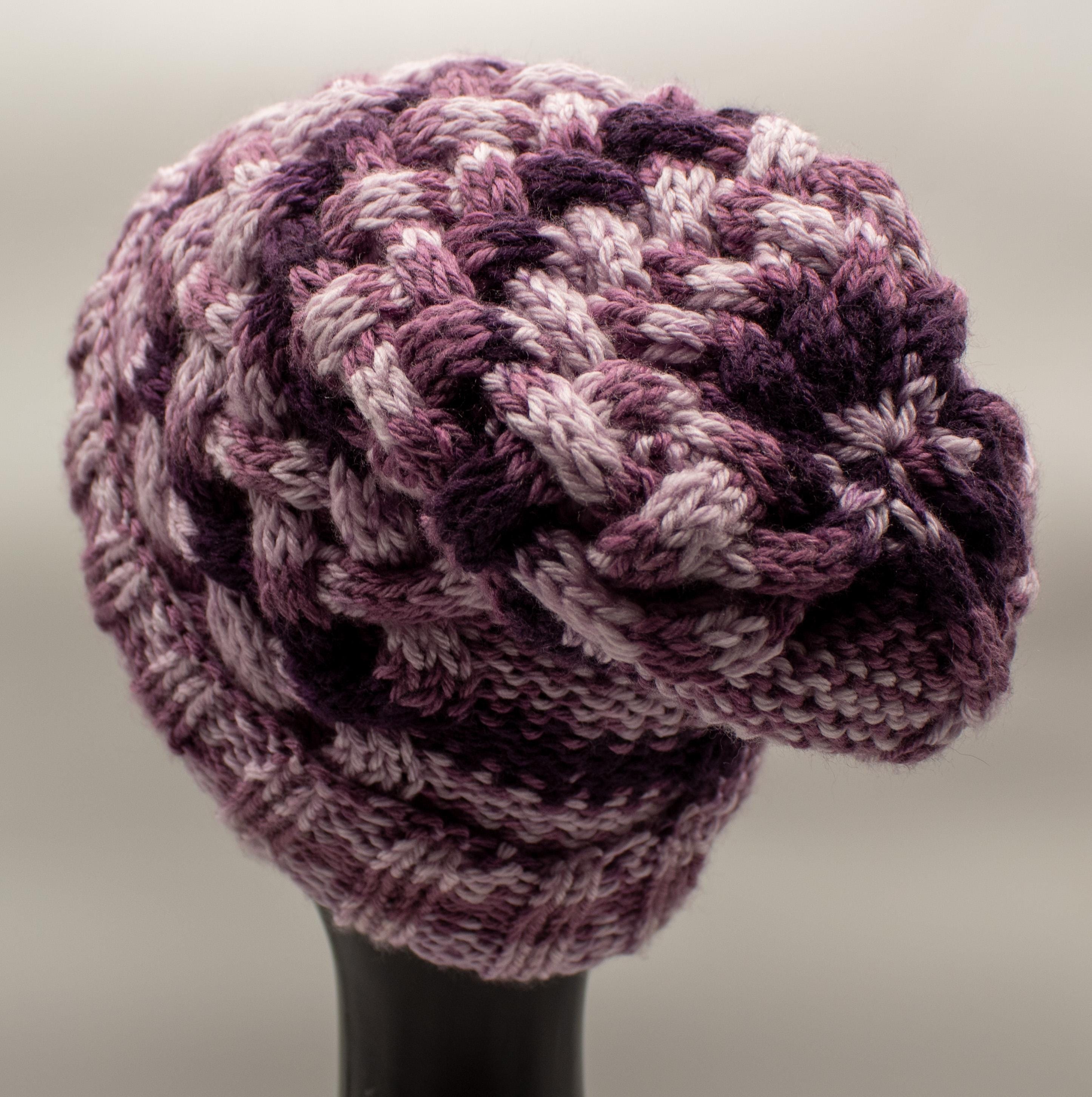 Handmade Basketweave Knit Beanie Pink Grey Merino‎ Wool Blend Winter Hat NEW Hand-knit Pink Basket Weave Beanie: Multicolor Winter Hat - Etsy main image 4