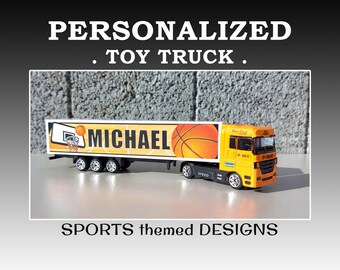 Gepersonaliseerde speelgoedtruck / sportthema cadeau / kinderspeelgoedtruck met naam / gepersonaliseerd speelgoed / aangepast kindercadeau / naam op speelgoed /