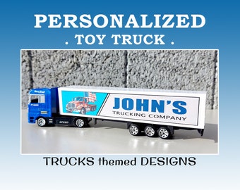 Gepersonaliseerde speelgoedtruck / vrachtwagenthema cadeau / kinderspeelgoedtruck met naam / gepersonaliseerd speelgoed / aangepast kindercadeau / naam op een kinderspeelgoed /