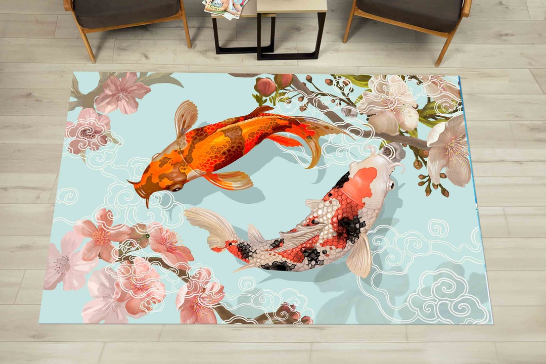 Japanese Koi Fish Rug Zen Rug Fish Rugs Animal Rug 3D Etsy