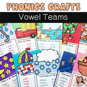 Vowel Teams Phonics Crafts / Phonics Activities / Elementary Phonics Practice