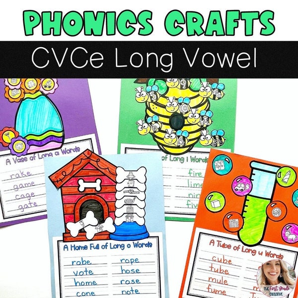 CVCe Words Long Vowel Crafts / Phonics Activities / Elementary Phonics Practice