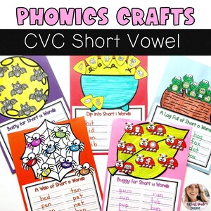 CVC Short Vowel Crafts / Phonics Activities / Elementary Phonics Practice