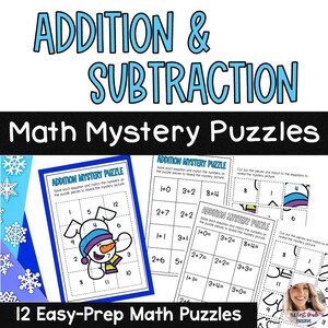Winter Math Puzzles: Addition & Subtraction Activities (Digital Download)