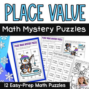 Winter Place Value to 100 Puzzles | Printable Math Puzzles | 12 Puzzles | Math Activities