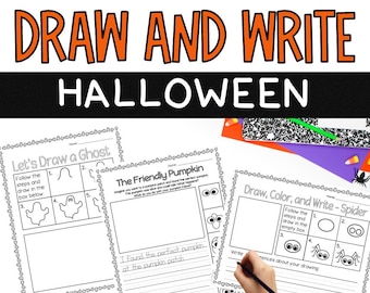Halloween gerichtete Zeichen & Schreibaktivität für Kinder (Digitaler Download)