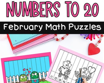 Februar Mathe-Rätsel: Zahlen bis 20 (Printable)