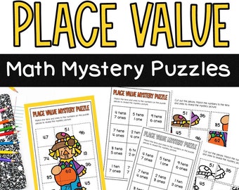 May include: A set of 12 printable place value math mystery puzzles featuring a fall theme. Each puzzle has a grid with numbers and a corresponding grid with tens and ones. Match the tens and ones to the numbers to reveal a hidden picture.