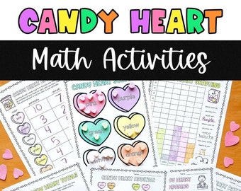 Candy Heart Math Activities / Sorting / Counting / Adding / Graphing / Elementary Math Practice