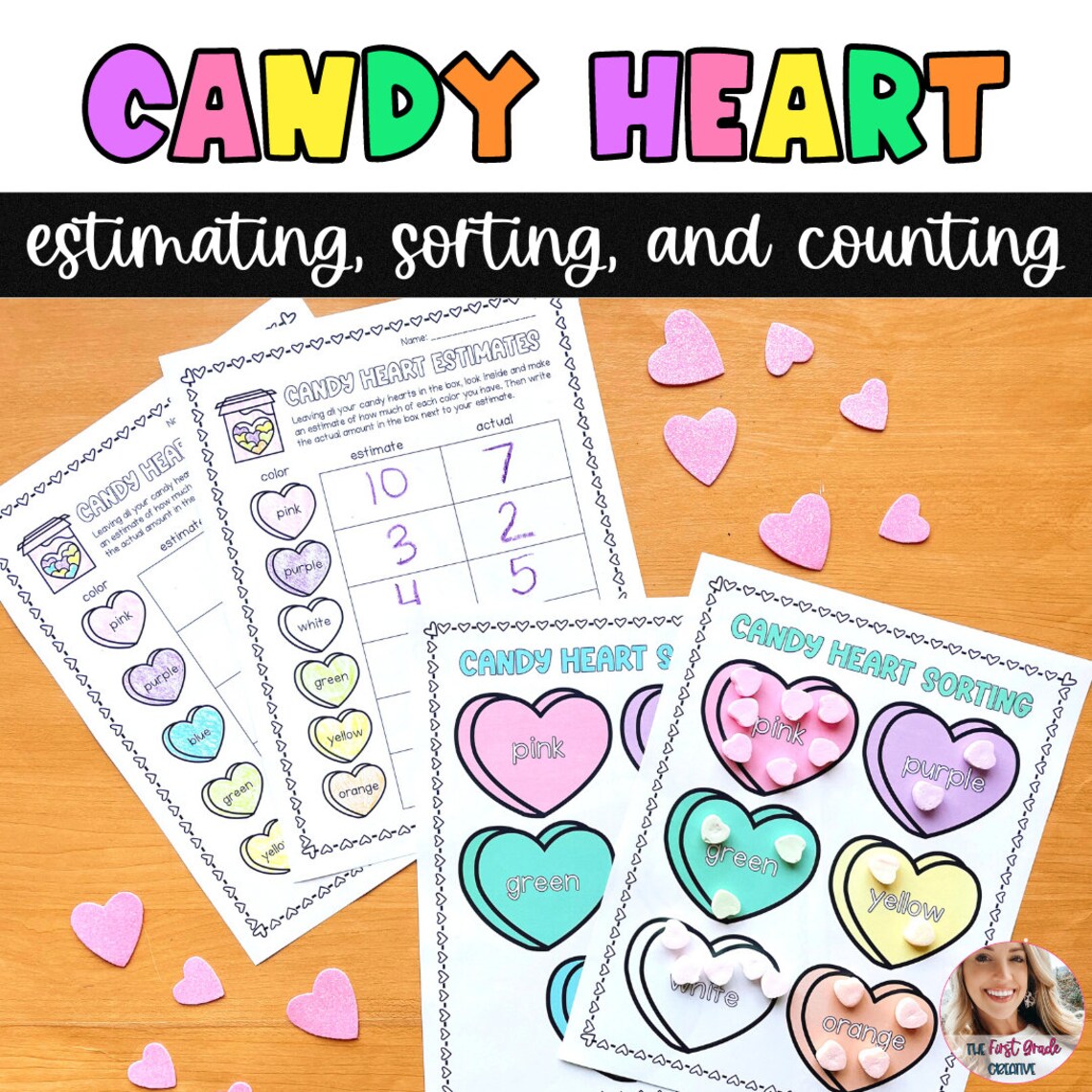 Candy Heart Math Activities / Sorting / Counting / Adding / Graphing ...