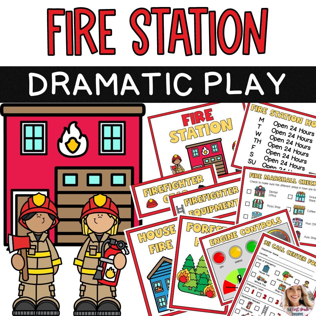 Fire Station Dramatic Play Center / Pretend Play / Elementary School / Homeschool / Early Learning / Preschool - Etsy fire-station-dramatic-play-center-pretend-play-elementary-school-homeschool-early-learning-preschool-etsy