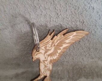 Onwomania Ciondolo portachiavi in legno con portachiavi per uccelli