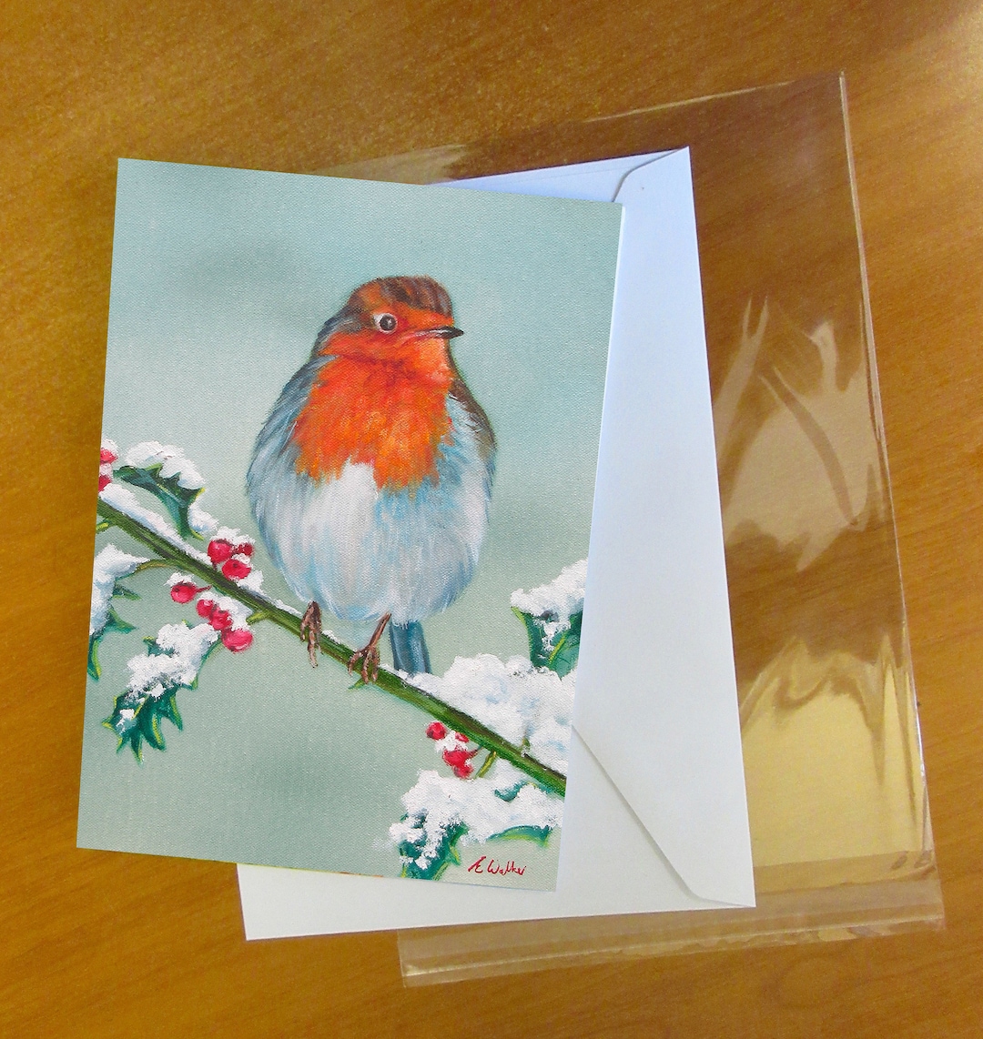 Snowy Robin Fine Art Christmas Card, Winter Greetings Card From an ...