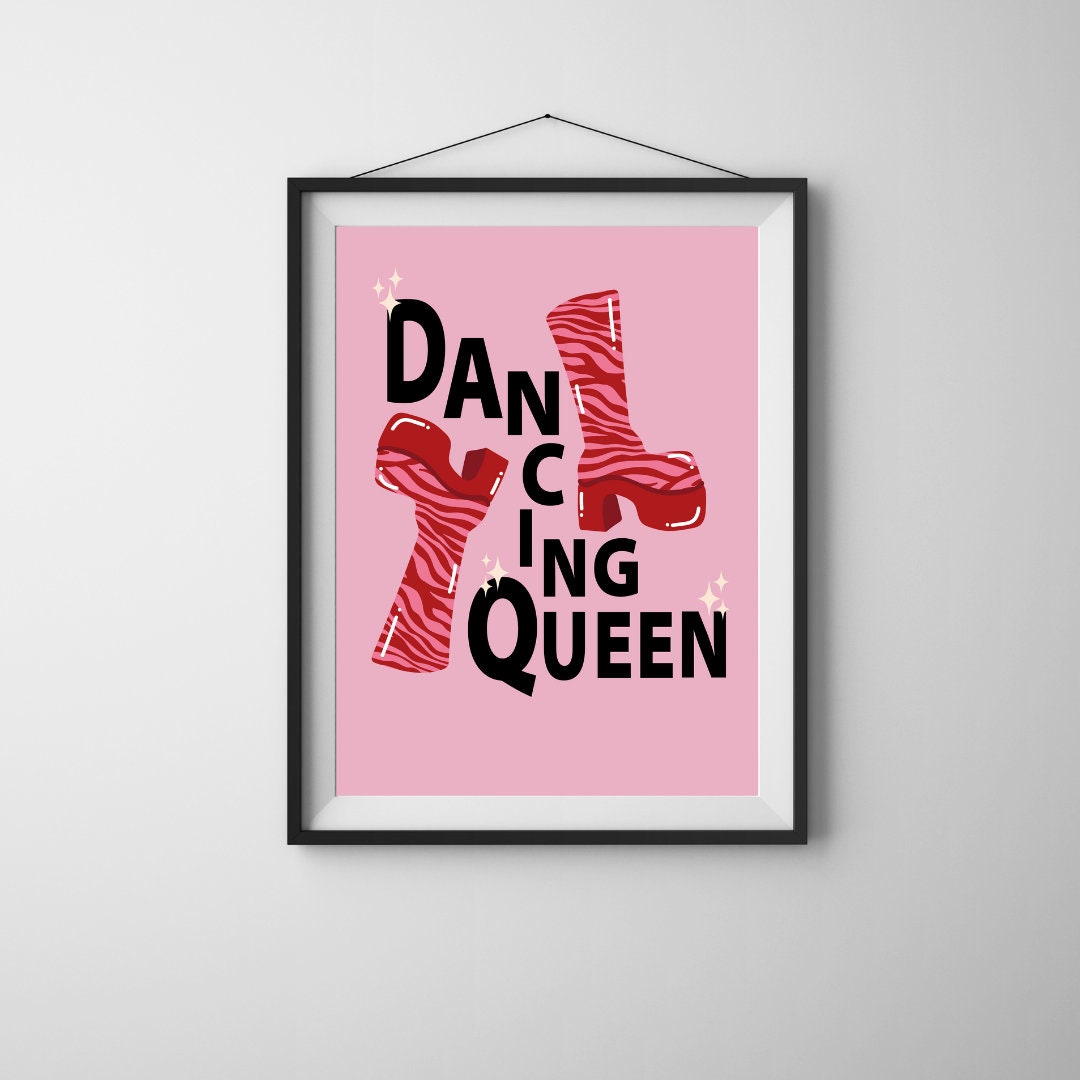 Dancing Queen ABBA Music Print Music Poster Wall Art Typographic Lyrics ...