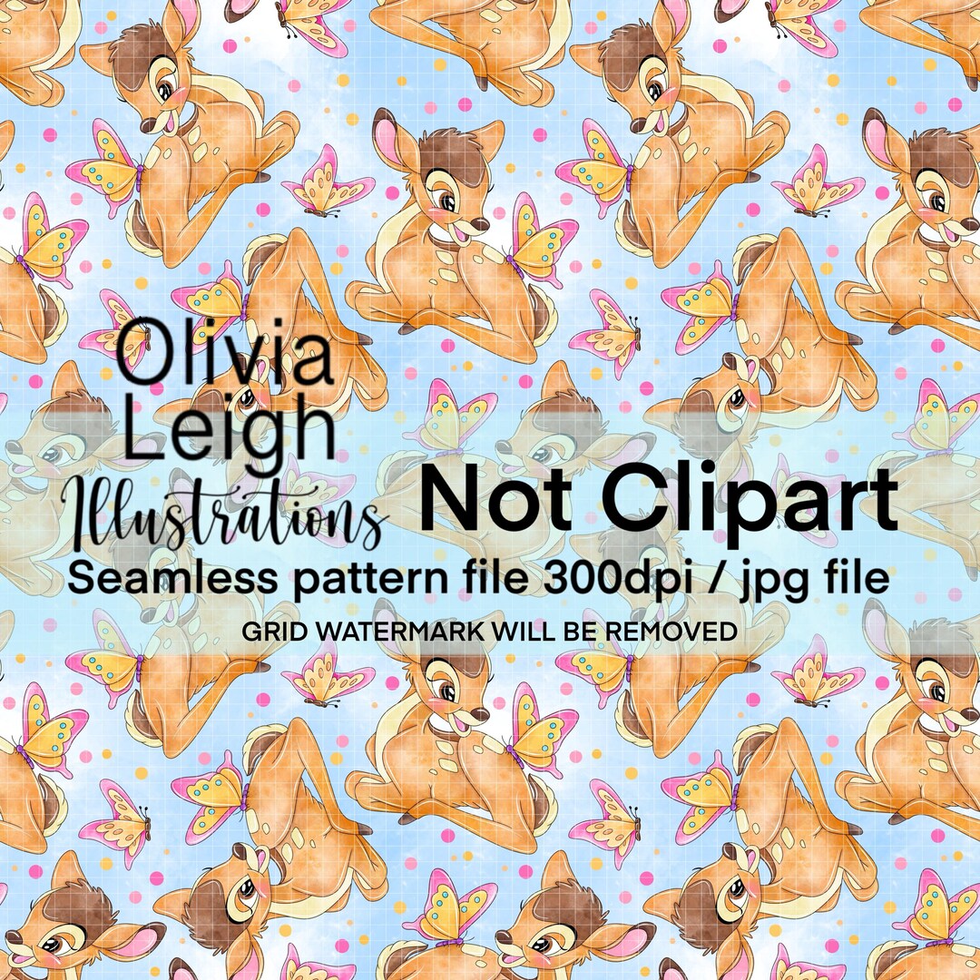 Bambi and Friends Watercolour Seamless Repeat Pattern, Digital Download ...
